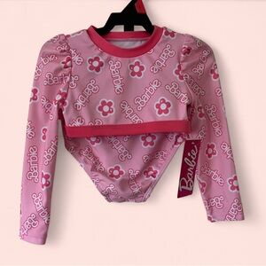 Toddler Girl 2T Pink & White Mattel Barbie 2 Piece UPF 50 Swimsuit NWT
